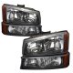 Chevy Avalanche 2003-2006 Chrome Mesh Grille and Black Headlights Set