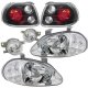 Honda Del Sol 1993-1995 Clear Headlights Fog Lights and Black Tail Lights