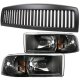 Dodge Ram 3500 1994-2002 Black Vertical Grille and Headlights