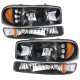 GMC Yukon XL 2000-2006 Black LED DRL Headlights Set and LED Tail Lights