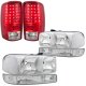 GMC Yukon XL 2000-2006 Chrome Clear Headlights Set and LED Tail Lights Red Clear