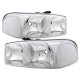 GMC Yukon XL 2000-2006 Chrome Clear Headlights Set and LED Tail Lights Red Clear