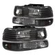 Chevy Silverado 3500 2001-2002 Black Headlights Set and LED Tail Lights