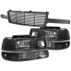 Chevy Silverado 1999-2002 Black Billet Grille and Headlights Bumper Lights