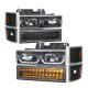 1994 Chevy Blazer Full Size Black LED DRL Headlights Set and LED Tail Lights