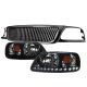 Ford F150 1999-2003 Black Vertical Grille LED DRL Headlights Black Smoked