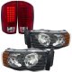 Dodge Ram 2002-2005 Black Headlights and LED Tail Lights Red Clear