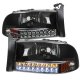 Dodge Dakota 1997-2004 Black Smoked Headlights LED DRL Signal Lights