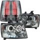 Chevy Suburban 2007-2014 Smoked Halo Projector Headlights and LED Tail Lights