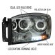 Dodge Ram 3500 2006-2009 Smoked Dual Halo Projector Headlights with LED