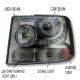 Chevy Suburban 2000-2006 Black Grille and Smoked LED DRL Projector Headlight Conversion