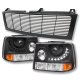 Chevy Silverado 1999-2002 Black Grille and LED DRL Projector Headlight Conversion