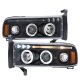 Dodge Ram 3500 1994-2001 Black Vertical Grille Halo Projector Headlights LED Eyebrow