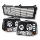 Chevy Suburban 2000-2006 Black Billet Grille and Headlights with LED
