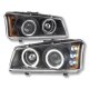 Chevy Silverado 3500 2003-2006 Black Dual Halo Projector Headlights with LED