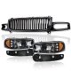 GMC Sierra Denali 2001-2006 Black Grille and Headlights LED DRL Bumper Lights