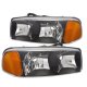 GMC Sierra Denali 2001-2006 Black Grille and Headlights Bumper Lights