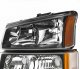 Chevy Avalanche 2003-2006 Black Grille and Headlights Bumper Lights