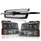 Chevy Silverado 1500 2003-2005 Black Grille and Smoked Headlights Bumper Lights