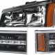 Chevy Avalanche 2003-2006 Black Grille and Headlights LED Bumper Lights