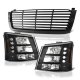 Chevy Silverado 1500 2003-2005 Black Front Grill and Headlights Conversion