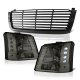 Chevy Silverado 1500 2003-2005 Black Front Grill and Smoked Headlights Conversion