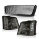 Chevy Silverado 1500HD 2003-2004 Black Mesh Grille and Smoked Headlights Conversion