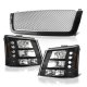 Chevy Silverado 2500 2003-2004 Black Grille Silver Mesh and Headlights Conversion