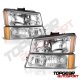 Chevy Avalanche 2003-2006 Black Front Grill and Clear Headlights