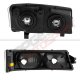 Chevy Avalanche 2003-2006 Black Front Grill and Smoked Headlights Set