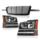Chevy Avalanche 2003-2006 Black Front Grill and Headlights LED Bumper Lights