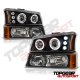 Chevy Avalanche 2003-2006 Black Front Grille and Projector Headlights