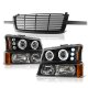 Chevy Silverado 1500HD 2003-2004 Black Front Grille and Projector Headlights