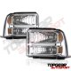 Ford F250 Super Duty 2005-2007 Clear Headlights and Red LED Tail Lights