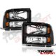 Ford F450 Super Duty 2005-2007 Black Headlights and LED Tail Lights