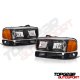 GMC Sierra 1999-2002 Black Vertical Grille and Headlights Set