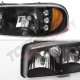 GMC Sierra 2500 1999-2002 Black Vertical Grille and Headlights LED DRL Bumper Lights