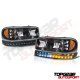 GMC Sierra 2500 2003-2004 Black Vertical Grille and Headlights LED DRL Bumper Lights