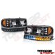 GMC Sierra 1999-2002 Black Custom Grille and Headlights LED DRL Bumper Lights