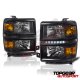 Chevy Silverado 2014-2015 Black LED DRL Headlights and Smoked LED Tail Lights Tube Bar