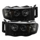 Dodge Ram 2002-2005 Black Smoked Halo Projector Headlights with LED