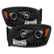 Dodge Ram 2006-2008 Black Halo Projector Headlights with LED