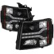 Chevy Silverado 3500HD 2007-2013 Black Projector Headlights LED DRL Facelift