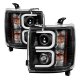 Chevy Silverado 3500HD 2015-2019 Black Projector Headlights LED DRL