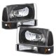 Ford F250 Super Duty 1999-2004 Black Grille and Headlights Set