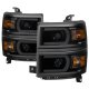 Chevy Silverado 1500 2014-2015 Black Smoked LED DRL Tube Projector Headlights