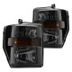 Ford F550 Super Duty 2008-2010 Black Smoked Headlights