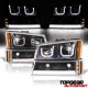 Chevy Silverado 2500HD 2003-2004 Black Custom Grille LED DRL Headlights Tube Bumper Lights