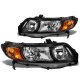 Honda Civic Coupe 2006-2011 Black Headlights