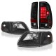 Ford F150 1997-2003 Black Headlights and LED Tail Lights